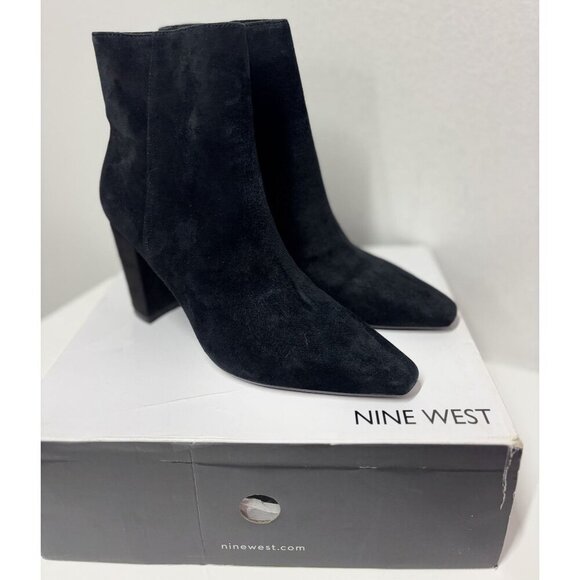 NINE WEST / Dery 9X9 / Black / Suede / Ankle Boots / Block Heel / Pointed Toe / - Picture 7 of 9
